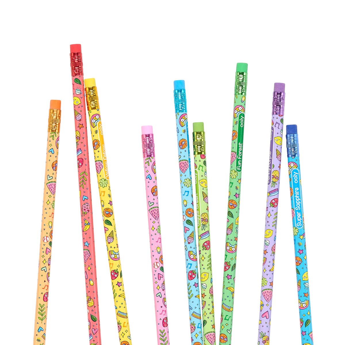 crayon de couleur ombrageant les fruits