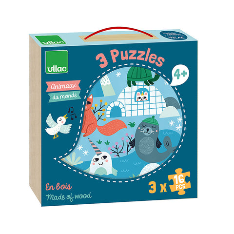 3 puzzles - Animaux du monde