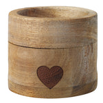 Coquetier Coeur en bois et cuillère en porcelaine