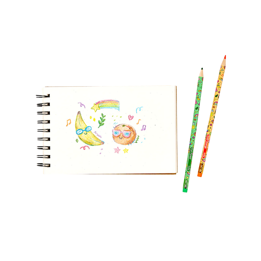 crayon de couleur ombrageant les fruits