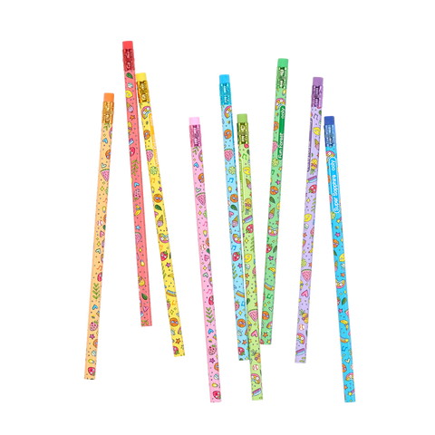 crayon de couleur ombrageant les fruits