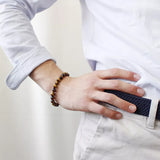 Bracelet perles oeil de tigre homme - gravure PAPA COEUR