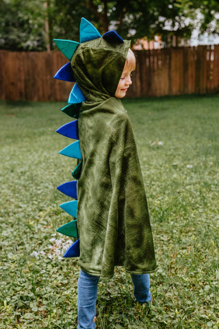 Cape de dragon vert avec griffes 5-6 ans
