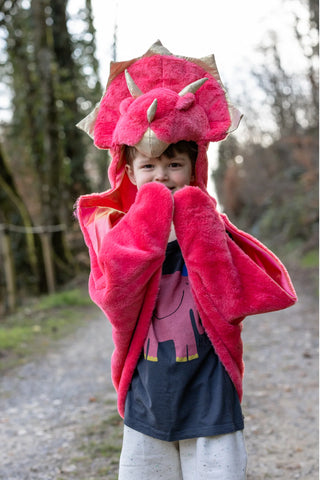 Toddler/ Triceratops Cuddle Cape, Rose 3/4 ans