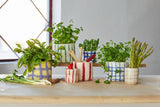 FLOWER POT 25, THIN STRIPES GREEN -Pot de fleur en laine