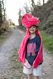 Toddler/ Triceratops Cuddle Cape, Rose 3/4 ans