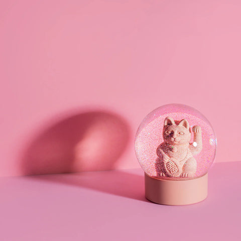 Lucky Cat Pink / glitter ball