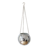 Pot de fleurs suspendu à facettes argent 20 cm