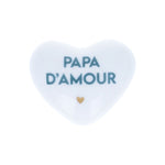 Coeur "Papa d'amour bleu " en porcelaine