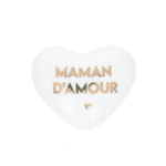 Cœur en céramique blanc et doré "Maman d'amour"