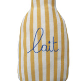 Coussin en tricot rayé bouteille de lait - Petit déj