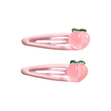 Lot de 2 barrettes pommes roses
