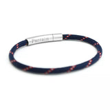 Bracelet cordon bleu marine et rouge acier - gravure PARRAIN