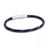 Bracelet cordon bleu marine et rouge acier - gravure BEST DAD