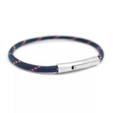 Bracelet cordon bleu marine et rouge acier - gravure BEST DAD