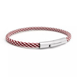 Bracelet cordon bordeaux et blanc - gravure I LOVE YOU