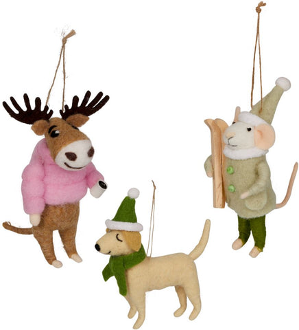 Suspension de Noël - Animaux en feutrine