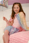 Jupe en sequins multicolore Pastel