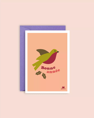 Carte de noël - Bonne année oiseau