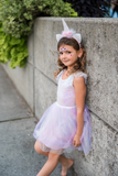 Robe licorne rose iridescent et son serre-tête (2 tailles)