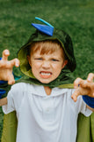 Cape de dragon vert avec griffes 5-6 ans
