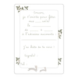 Lot 6 Cartes D’invitation “Lapins Fleuris”