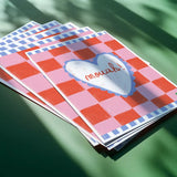 Carte d'amour illustrée - Mouah! - bisou coeur