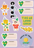 Planche de 11 stickers objets waterproof : pour casque/gourde/boîte à gouter...