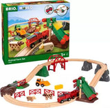 Circuit de train en bois - BRIO World Circuit de la Ferme et Locomotive à pile