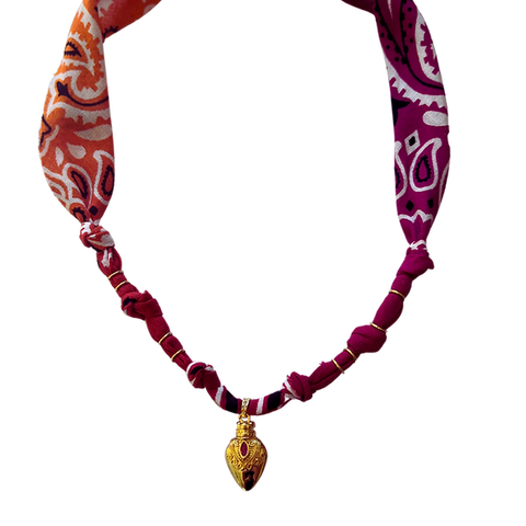 Collier Indi orange/cyclamen - Badhnati