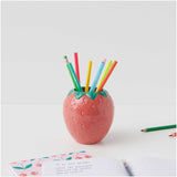 Porte-stylo en céramique fraise