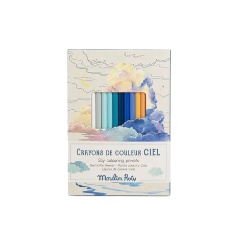 12 crayons de couleur + carte Ciel - Le jardin du moulin