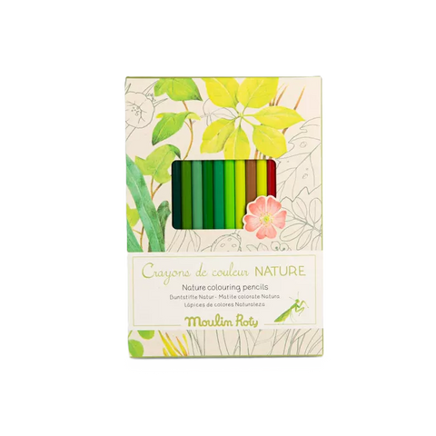 12 crayons de couleur + carte Nature - Le jardin du moulin