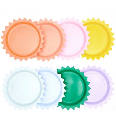 Assiettes en carton Rainbow mix - x8