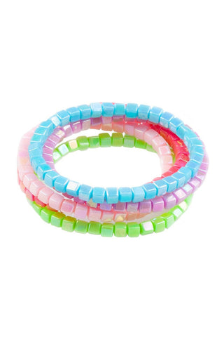 5 bracelets de perles arc en ciel
