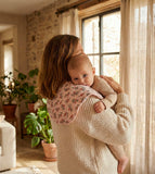 Bavoir 2 en 1 (poncho/épaule) fleurs/biscuit