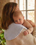 Bavoir 2 en 1 (poncho/épaule) rayé vert de gris