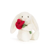 Cream Bunny with Rose - Peluche Lapin Crème avec Rose