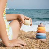 Tour empilable Chat beige et bleu