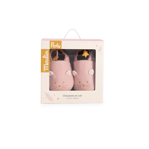 Chaussons cuir souris rose 6/12m - La petite école de danse
