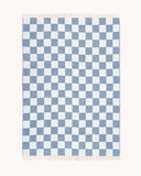Couverture à damier Denim Blanc - Plaid Maison Deux