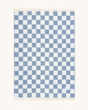 Couverture à damier Denim Blanc - Plaid Maison Deux