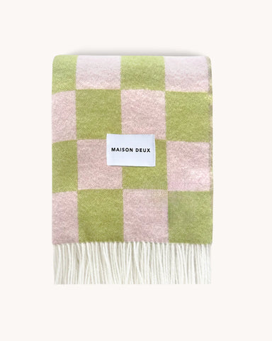 Checkerboard Blanket Kiwi Pink - Plaid Maison Deux