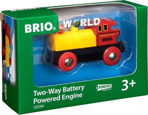 Circuit de train en bois - BRIO World Locomotive jaune pile bi-direction