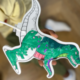 Coloriages Gonflables – 2 Dinos à colorier