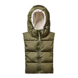 Capuche doudoune kaki et écru effet mouton T2