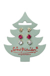 Holiday Pleather Tree Clip sur boucles d'oreilles, 3 paires