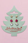 Holiday Pleather Tree Clip sur boucles d'oreilles, 3 paires