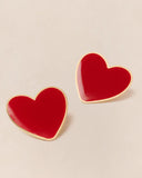 Les boucles d'oreilles Big Love - émail rouge et or fin 24 carats