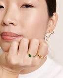 La bague Billie 2 cœurs verts - dorée à l'or fin 24 carats